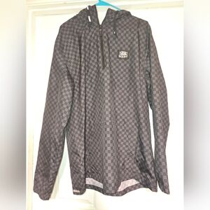 Vans Men's Black and Gray Checkered Windbreaker